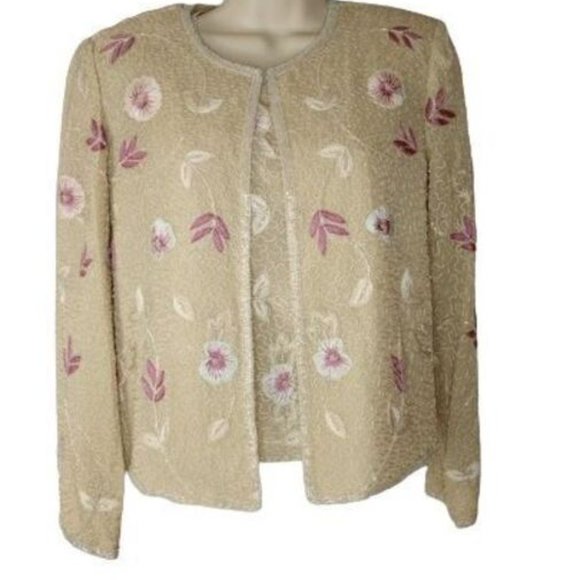 Adrianna Papell Occasions 3 Piece Formal Skirt Set Silk Beaded - Picture 2 of 8